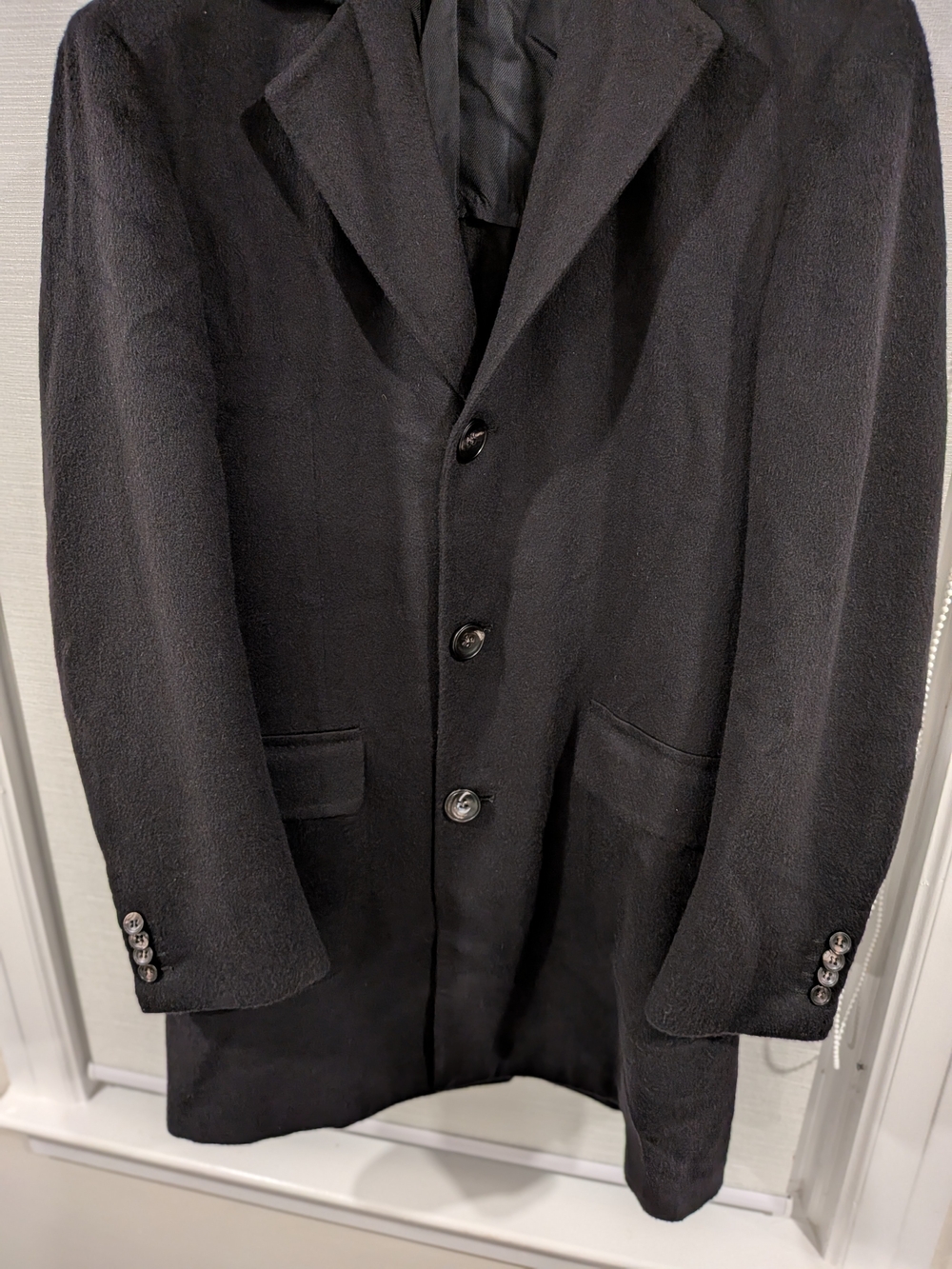 Kiton Black Single-Breasted Long Coat